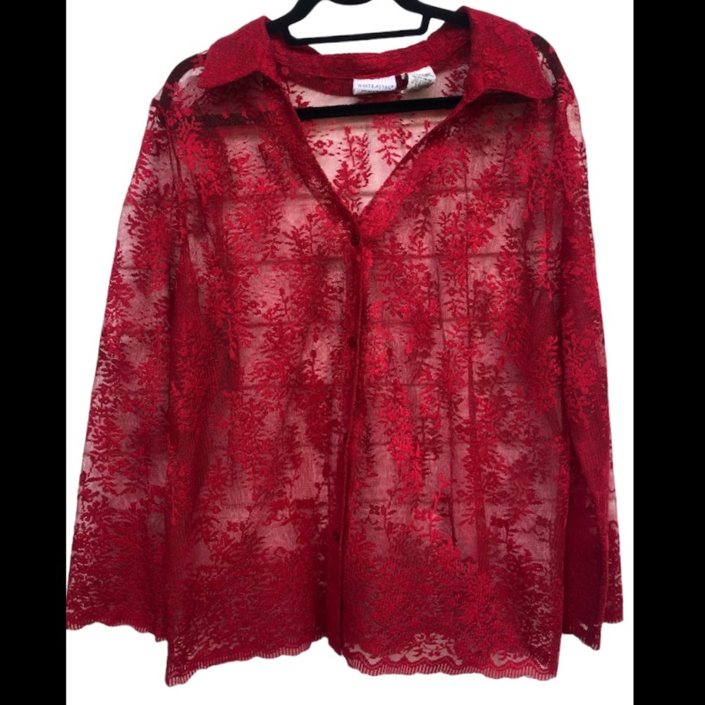 Vintage Lace button down top 18 W 20W 1X